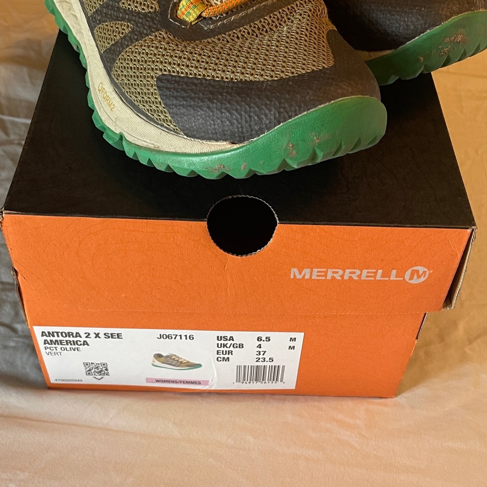 Merrell Antora 2 X See America Trail Shoes - Olive & Bright Green
